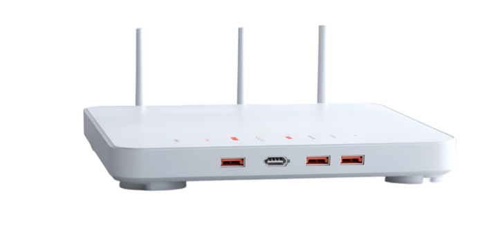 Modern White Wi-Fi Router with Antennas
