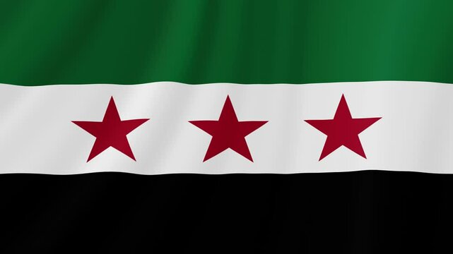 Syrian Rebel Waving Flag. Realistic Flag Animation. Seamless Loop Background.