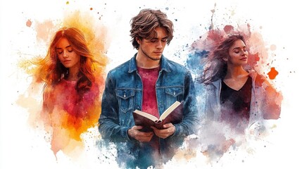 Youth and Expression in Watercolor. Generative AI