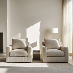 Fototapeta premium modern living room with cozy armchairs and natural light