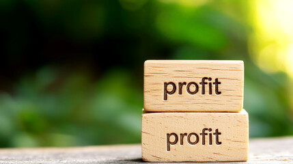 Building profit strategies with wooden blocks a visual guide to success in business environments...
