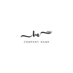 Minimalist BA Logo Design with Abstract Feather Element