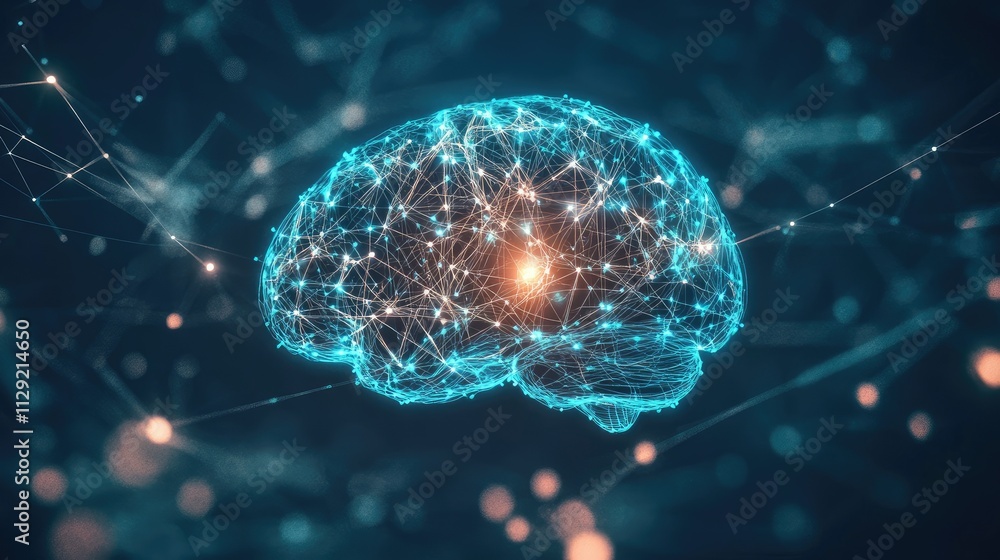 Aufkleber human brain showing intelligent thinking processing through the concept of a neural network