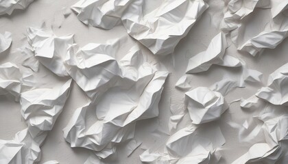 Fototapeta premium Close-up shot of crumpled white paper texture, shape, abstract, texture, design