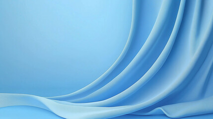 Fototapeta premium Elegant light blue drapery forming soft waves on a seamless background