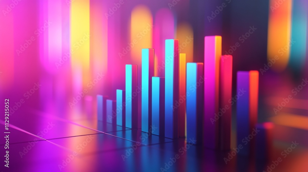 Poster Colorful Data Visualization with Bars Representing Growth Metrics