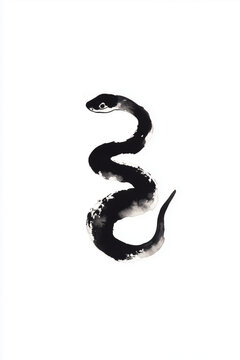 ヘビのイラスト, 筆書き, 筆文字, 干支