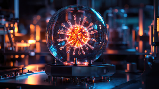 Futuristic quantum computer concept in dimly lit technological environment