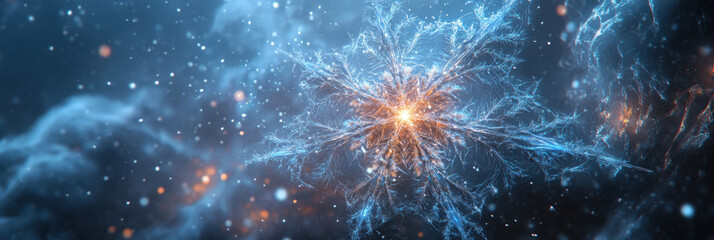 Radiant Frosty Snowflake in Cosmic Glow
