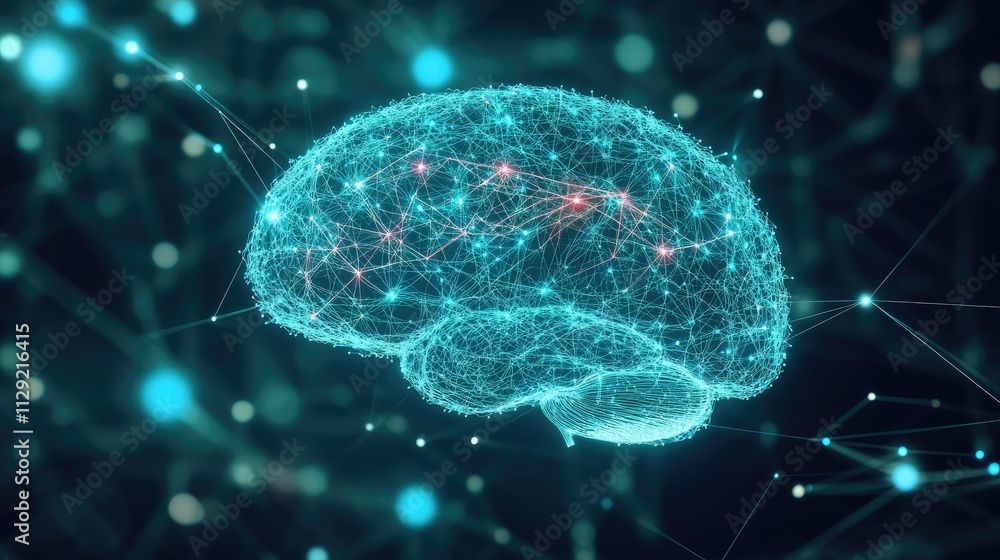 Aufkleber human brain showing intelligent thinking processing through the concept of a neural network