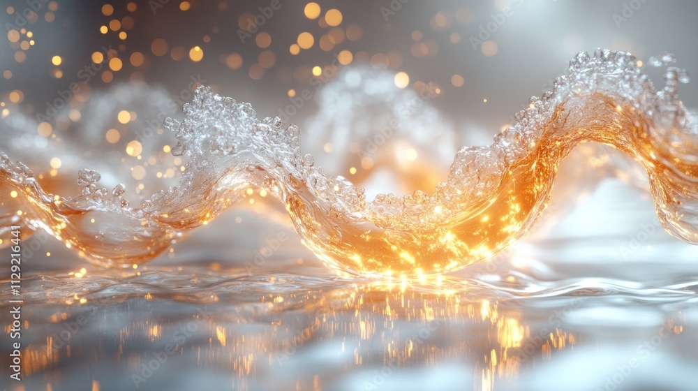 Aufkleber close-up of shimmering water waves with sparkling highlights, creating a serene and captivating atmo