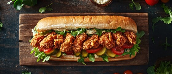 crispy fried chicken sandwich with fresh vegetables