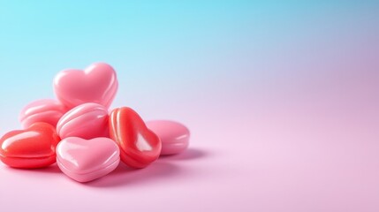 Obraz premium Heart Shaped Beads on Pastel Background. Generative AI