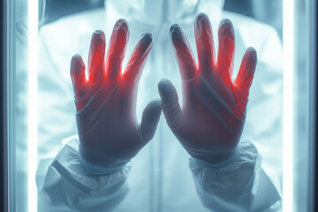 Gloved hands in sterile environment