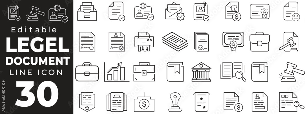 Wall mural legal documents set of web icons in line style. document linear icons collection. containing passpor