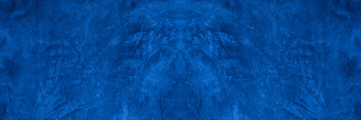 Old wall pattern texture cement blue dark abstract  blue color design are light with black gradient background.