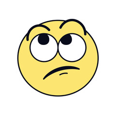 Vector Face Rolling Eyes Emoji Cartoon Groovy Illustration Isolated
