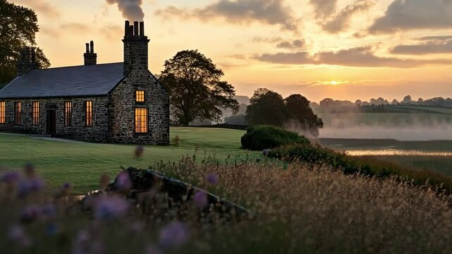 Views of the distillery surroundings, including countryside landscapes or historic buildings. VDO 4k ProRes