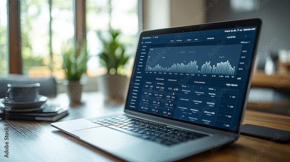 Poster business team analyzing data with cloud-based crm software in modern office workspace