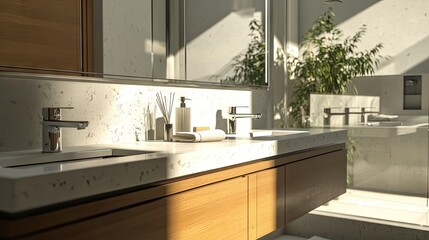 Modern Double Sink Bathroom with Natural Lighting