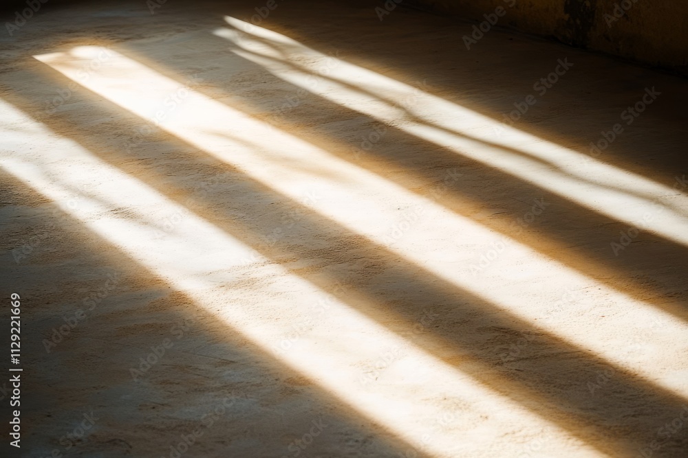 Aufkleber sunlight streams through window, casting parallel stripes across a textured floor.
