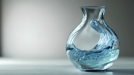 Water carafe with oxygen-rich whirlpool in glass, artistic. ai generative. Whirlpool. Illustration