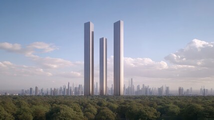 Fototapeta premium Modern Skyscrapers Cityscape Architectural Design Urban Development Tall Buildings City Skyline