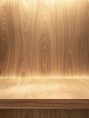 A natural wooden surface with visible grain pattern and soft side lighting, ideal for modern, earthy backgrounds