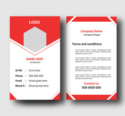 Simple vector office ID card design template. Creative Corporate Business identity card for employees with four color variations.