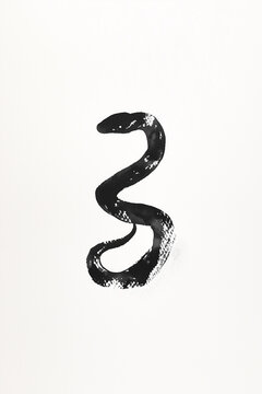 ヘビのイラスト, 筆書き, 筆文字, 干支