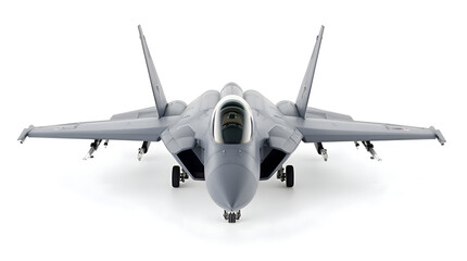 Fototapeta premium Detailed Front View of a Military Jet Emphasizing Innovation and Aerodynamic Design