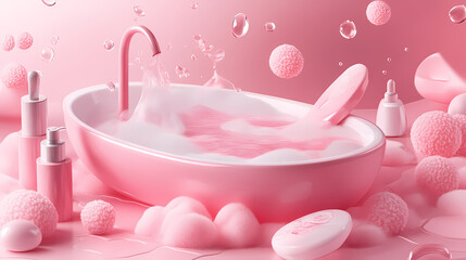 Cosmetic products advertisement with whirlpool theme for promotion. Whirlpool. Illustration