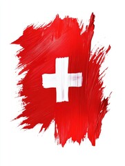 Red and White Flag with Cross