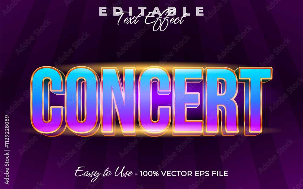 Poster concert editable text style effect, glossy 3d text style theme.