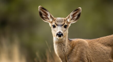 Fototapeta premium Serene wildlife portrait of young deer in natural habitat