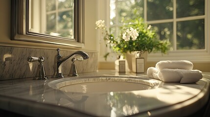 Elegant Bathroom Close Up with Soft Textures