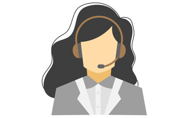 Female customer support image with headphones, support icon, human support icon