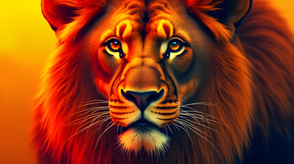 Naklejka premium Majestic Lion Portrait: Capturing the Regal Essence of Africa's Wild Kingdom in Stunning Detail