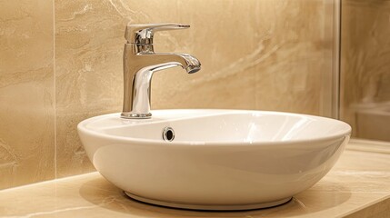 Fototapeta premium Stylish Minimalist Washbasin Design for Modern Interiors
