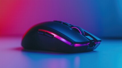 Illuminated Gaming Mouse: A Close-Up Product Shot in Vibrant Neon Lighting