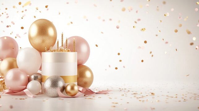 Elegant Balloon and Ribbon Flat Lay