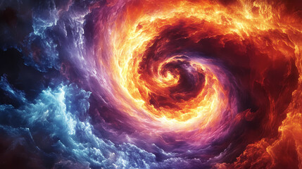 Colorful whirlpool of swirling energy, dynamic, kinetic, swirl, glowing. Whirlpool. Illustration