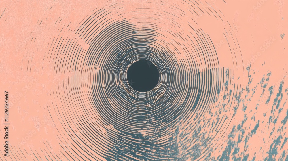 Aufkleber abstract circular waves pattern with soft pink and blue hues