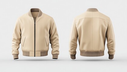 brown bomber Jacket mockup with front and back view. Jacket mock-up template.
