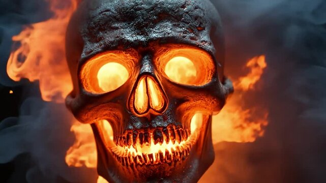 Skull with glowing or supernatural effects, adding elements like fire, smoke, or mystical lights.
