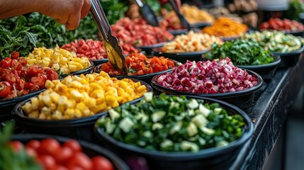 Vibrant Display of Fresh Vegetables and Fruits at an Open-Air Market, Capturing the Essence of Healthy Eating, Seasonality, and Culinary Creativity