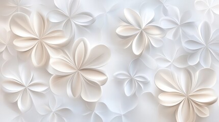 A serene arrangement of white paper flowers creating a delicate, textured background.