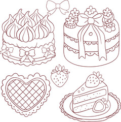 Outline Cake and Dessert Collection with Bows
