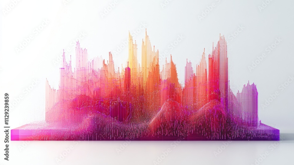 Poster abstract 3d visualization of colorful sound waveform in vibrant hues