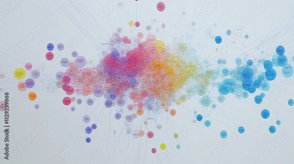 Leinwandbilder Colorful Data Visualization with Vibrant Nodes and Lines Representation